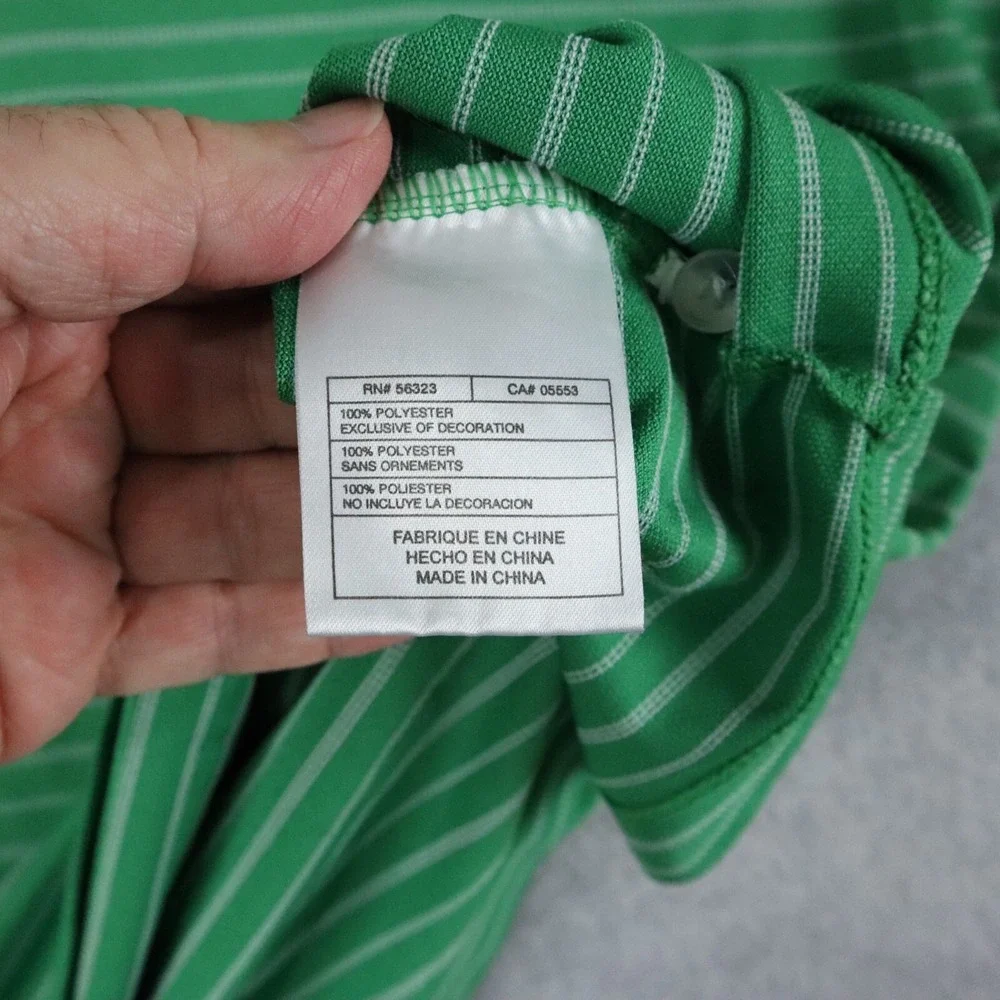 Nike‎ Golf Polo Shirt Mens XL Fit Dry Performance Green Striped Short Sleeve